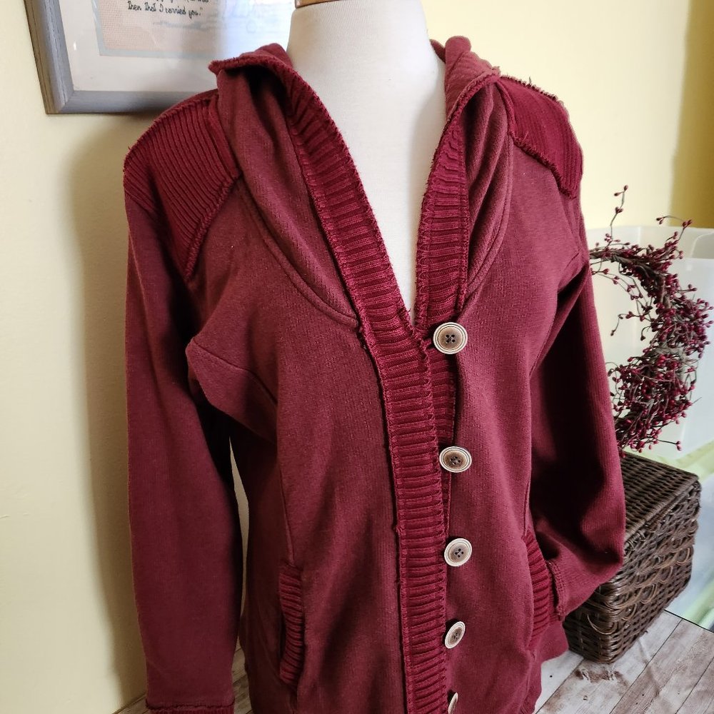 Rustic Ribbed-Knit Unlined Sweater with Hood